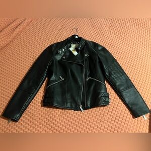 MICHAEL KORS MK Moto Leather Jacket BLACK Size SMALL NWT